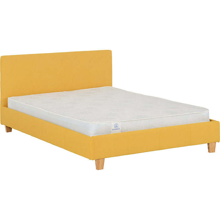 Prado 4'6" Bed In Grey, Mustard, Or Petrol Blue Fabric
